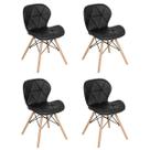 Kit 4 cadeiras estofadas Charles Eames Eiffel Slim Wood confort - Preto