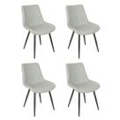 Kit 4 cadeiras estofadas design industrial Chicago Cinza Claro
