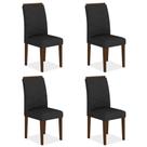 Kit 4 Cadeiras Estofadas Everest Comfort Imbuia/suede Preto - Ma