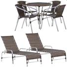 Kit 4 Cadeiras Floripa e Mesa Tampo Tramado com 2 Espreguiçadeiras Catar Piscina, Jardim, Varanda, Área