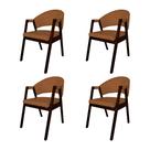 Kit 4 Cadeiras Helen para Mesa de Jantar Madeira Maciça Castanho Premium Assento Facto - Caramelo