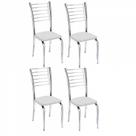 Kit 4 Cadeiras Iara Cromada Para Cozinha Branco