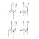 Kit 4 cadeiras Ipanema cromada para cozinha-material sintético branco