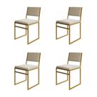 Kit 4 Cadeiras Isa Industrial Veludo Base Dourado para Mesa Sala Cozinha Conforto - Dourado/bege