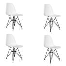 Kit 4 Cadeiras Jantar Assento Branco Eiffel Eames Base Ferro Preto
