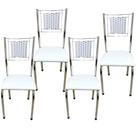 Kit 4 Cadeiras Jantar Belize Moderna Cromada Aço Junco Cozinha Sala Assento branco cromada desenho Do Tecido liso