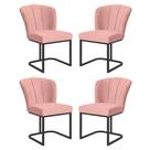 Kit 4 Cadeiras Jantar Flor Mesa Cozinha Reforçada Base Metal Preta