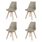 Kit 4 Cadeiras Jantar Saarinen Wood Fendi Assento Estofado Material Sintético Design Versátil para Salas de Jantar Eventos e Escritórios