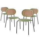 Kit 4 Cadeiras Jantar Velvet Encosto Rattan Estofado Verde