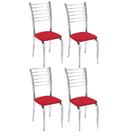 Kit 4 Cadeiras Lara Cromada Para Cozinha-Assento Sintético Vermelho-Gat Magazine
