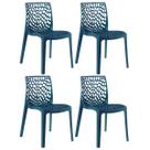 Kit 4 Cadeiras Laráz Gruvyer Design Anatômico Azul petróleo