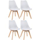 Kit 4 Cadeiras Laráz Leda com Assento Estofado Branco