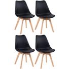 Kit 4 Cadeiras Laráz Leda com Assento Estofado - Preto