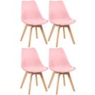 Kit 4 Cadeiras Laráz Leda com Assento Estofado - Rosa claro