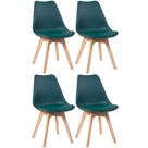 Kit 4 Cadeiras Laráz Leda com Assento Estofado Verde escuro