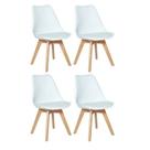 Kit 4 Cadeiras Leda CSS Wood Estofada PU Base Madeira Branco