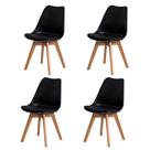 Kit 4 Cadeiras Leda Saarinen Design Preta Sala Cozinha Jantar
