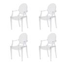 Kit 4 Cadeiras Louis Ghost Transparente Policarbonato Sala Cozinha Jantar