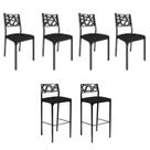 Kit 4 Cadeiras Luiza com 2 Banquetas Luiza Gourmet-Assento preto