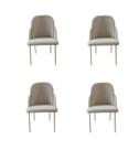 Kit 4 Cadeiras Maitê Para Sala Mesa de Jantar Moderna Base de Ferro Tecido Bouclé Premium Bege Topii Moda Casa