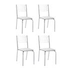 Kit 4 Cadeiras Nanda cromada para cozinha ou espaço gourmet-Assento branco