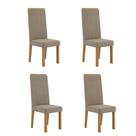 Kit 4 Cadeiras Nice Com Espaldar Tecido Veludo Suede Pés em MDF com Sapatilhas Plásticas Sonetto