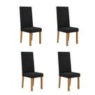 Kit 4 Cadeiras Nice Com Espaldar Tecido Veludo Suede Pés em MDF com Sapatilhas Plásticas Sonetto