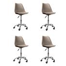 Kit 4 Cadeiras Office Base Cromada Giratória Saarinen Bege Kit 4 Cadeiras Office Base Cromada Giratória Saarinen Bege