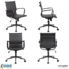 Kit 4 Cadeiras Office Sevilha Base Preta Baixa PU Marrom Escuro ou Preto - Rivatti