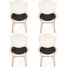 Kit 4 Cadeiras para cozinha BERTOIA cobre assento preto - Poltronas do Sul