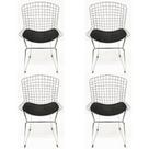Kit 4 Cadeiras para cozinha BERTOIA cromada assento preto - Poltronas do Sul