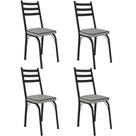 Kit 4 Cadeiras Para Cozinha Tubular D-13 Nara De Aço Preto/grafiato