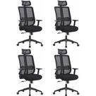 Kit 4 Cadeiras para Escritório Presidente Tela Mesh Comfort Plus