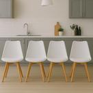 Kit 4 Cadeiras Para Mesa Sala De Jantar Cozinha Saarinen Leda Charles Eiffel Base Madeira Branca