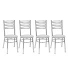Kit 4 Cadeiras Para Sala De Jantar Assento Estofado Aço Cromado Cromado/Branco