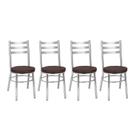 Kit 4 Cadeiras para Sala de Jantar CC80 Debrum Cinza/Cromado/Marrom Kit 4 Cadeiras para Sala de Jantar CC80 Debrum Cinza/Cromado/Marrom
