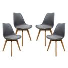 Kit 4 Cadeiras para Sala de Jantar com Base de Madeira Saarinen Cinza