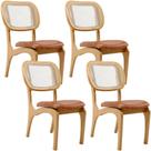 Kit 4 Cadeiras Para Sala de Jantar Cozinha Estofada e Tela Mariah L02 material sintético Camel - Lyam Decor