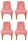 Kit 4 Cadeiras Para Sala De Jantar Escritório Estofada Berlim Retro Suede Rosa Bebê Lar Móveis e Decoração
