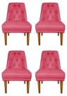 Kit 4 Cadeiras Para Sala De Jantar Escritório Estofada Berlim Retro Suede Rosa Pink Lar Móveis e Decoração