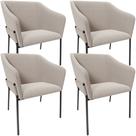 Kit 4 Cadeiras Para Sala de Jantar Estar Living Olívia L02 Bouclê Creme - Lyam Decor