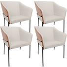 Kit 4 Cadeiras Para Sala de Jantar Estar Living Olívia L02 Linho Cru material sintético Camel - Lyam Decor