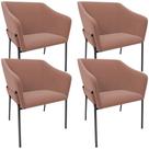 Kit 4 Cadeiras Para Sala De Jantar Estar Living Olívia L02 Suede Rosê - Lyam Decor