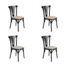 Kit 4 Cadeiras Paris Luxo Estofadas Sala de Jantar Estrutura Aço Resistente Design - Preta/bege