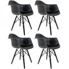 Kit 4 Cadeiras Polipropileno Eames Arm Dsw Preto