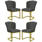 Kit 4 Cadeiras Poltrona Flor Pés Metal Dourado Mesa Sala Cozinha