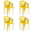 Kit 4 Cadeiras Poltrona Lounge Moderna Compacta Com Braços Para Sala De Jantar Alpendre Varanda Sacada Escritório
