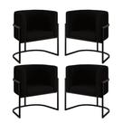 Kit 4 Cadeiras Poltrona Lua Veludo Sala Quarto Preto Balaqui Kit 4 Cadeiras Poltrona Lua Veludo Sala Quarto Preto Balaqui