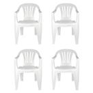 Kit 4 Cadeiras Poltrona Plástica Empilhavel Reforçada Branca 182kg Mor