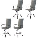 Kit 4 Cadeiras Presidente Charles Eames Esteirinha Couro Pu 11P